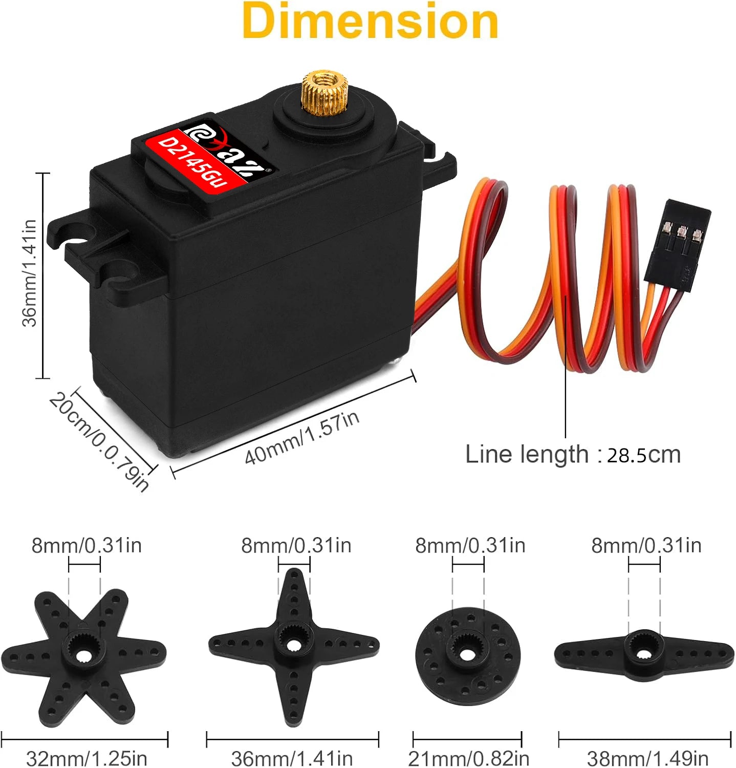 RCXAZ Digital Servo Rotation 180° Metal Gear Servo 3.5KG 6.5KG 9.5KG 14.5KG High Speed Servo for RC Car Robot Boat RC Helicopter